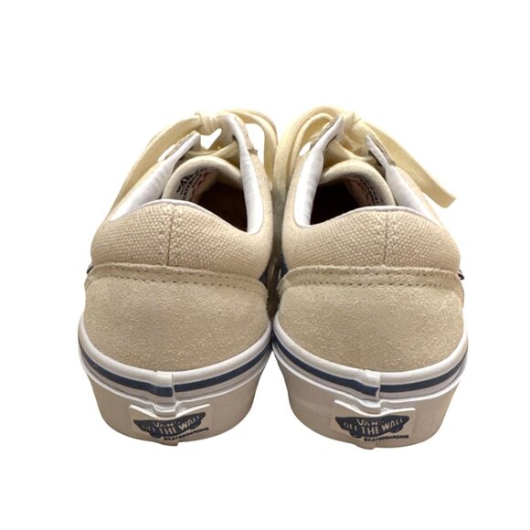 Vans Cush Pop Old Skool Skate Shoes Cream Blue Stripe Mens 6.5 Suede & Canvas - Picture 9 of 14